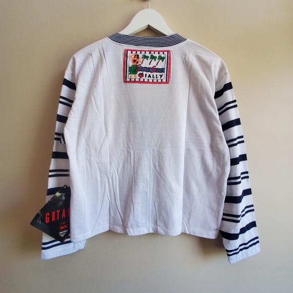 NWT Vintage Gitano button up Cardigan Contrast stripes patter sleeve Medium Size - Picture 2 of 10